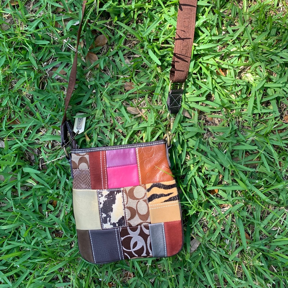 Vintage patchwork coach shoulder bag